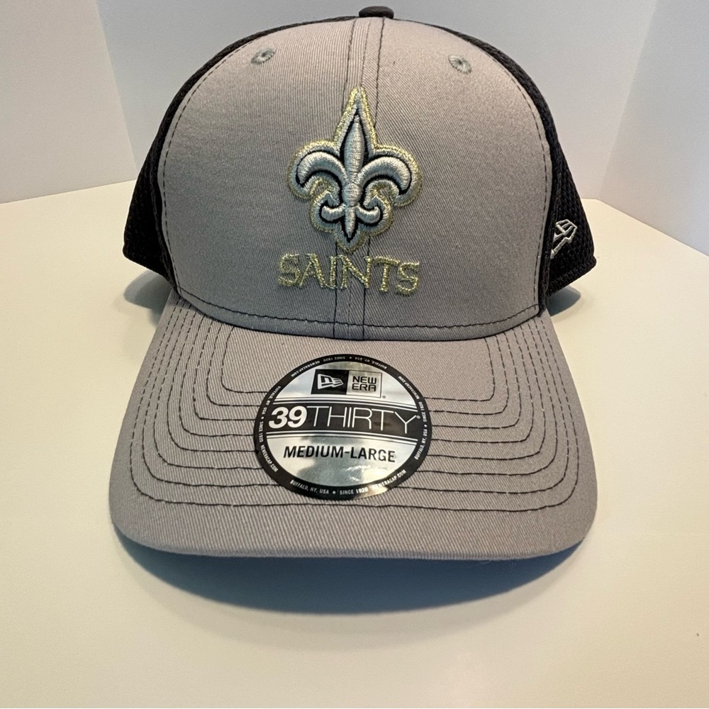 New Orleans Saints New Era Baseball Cap Sz Med/Large Fitted Net Black Gray NWT